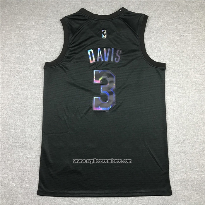 Camiseta Los Angeles Lakers Anthony Davis #3 Iridescent Logo Negro